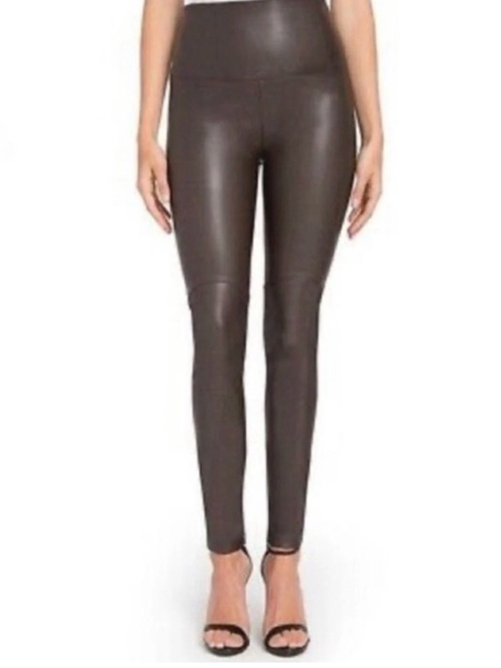 Lysse New York High-Rise Faux Leather Leggings in Dark Espresso Brown Large